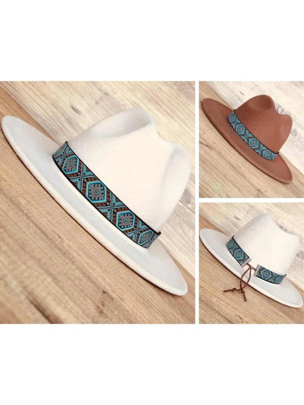 Turquoise & Brown Adjustable Western Hat Band | Cowboy Fedora Accessory for All